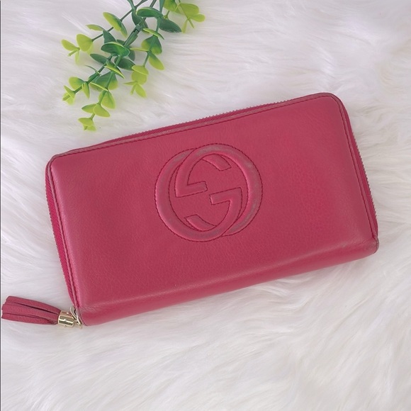 Gucci Soho Pink Leather Zippy Wallet - Picture 1 of 16